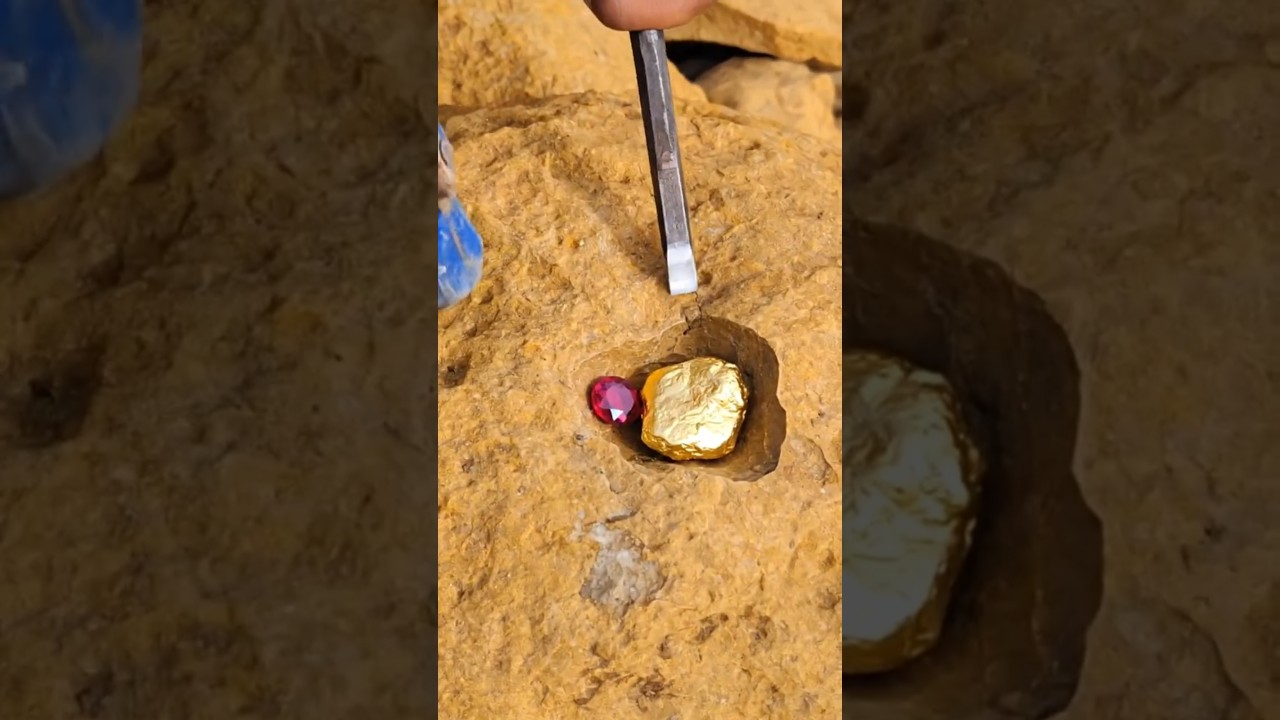 Bay Diamond Hunter Finds Red Ruby diamond & Gold 💎 Rock Crack Reveal