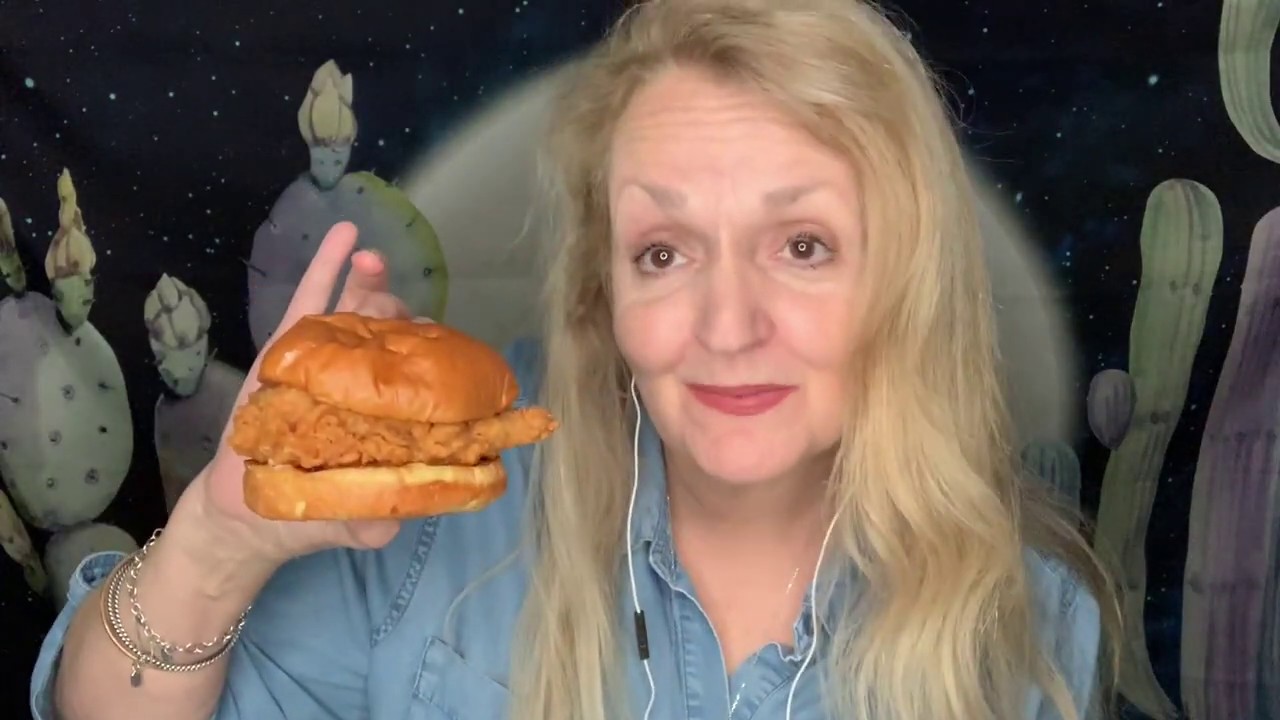 ASMR Eating Popeyes New Chicken Sandwich Whispered Softspoken