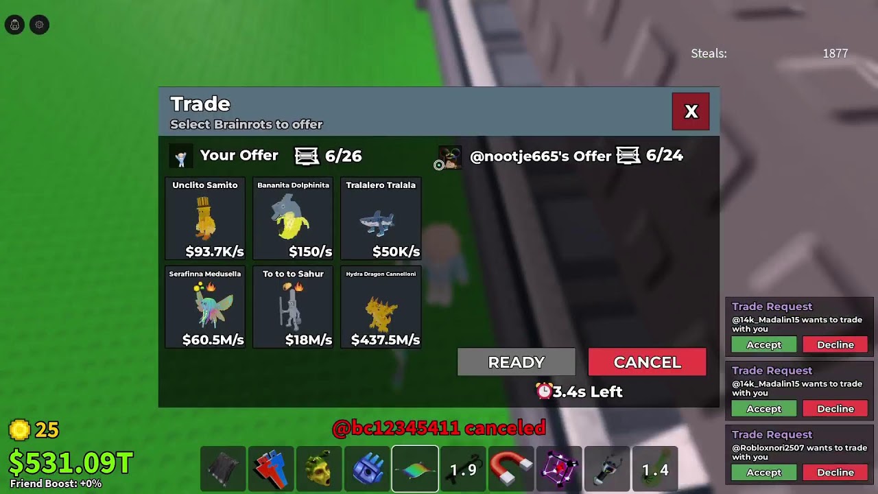 Steal a brainrot LIVE TRADE USER YADIVIR