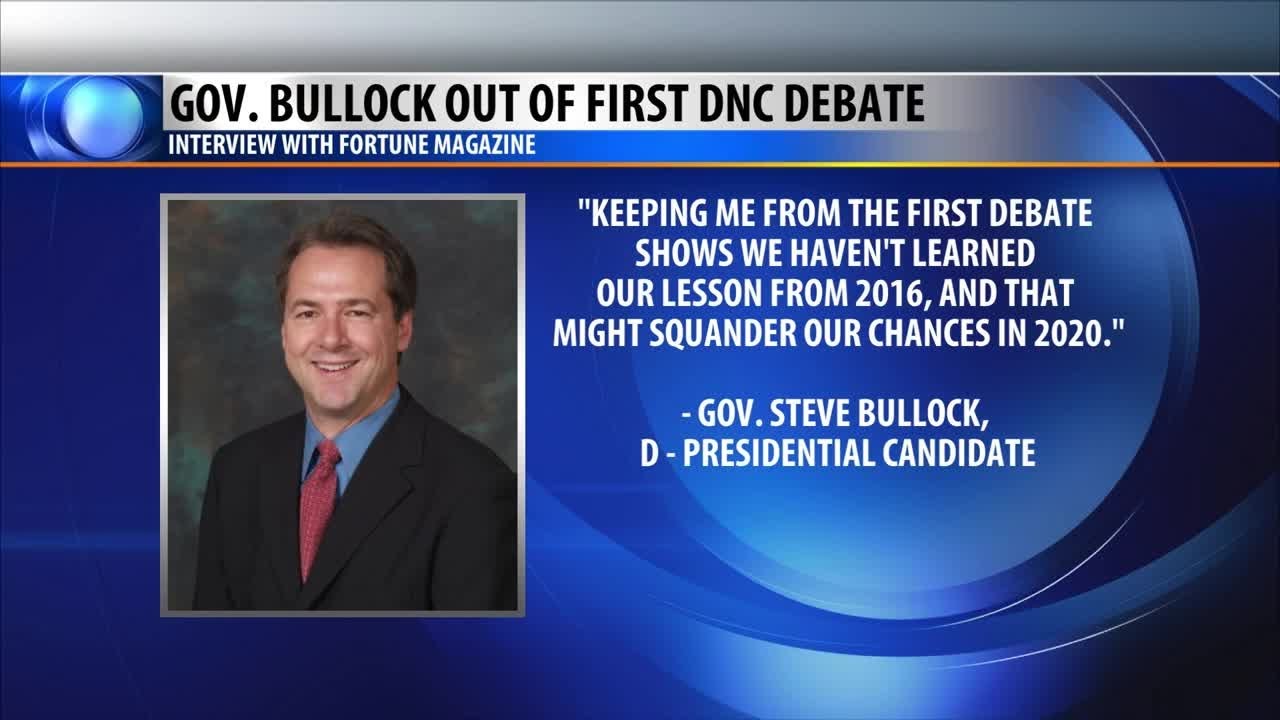 Bullock won't appear on Democrats' debate stage
