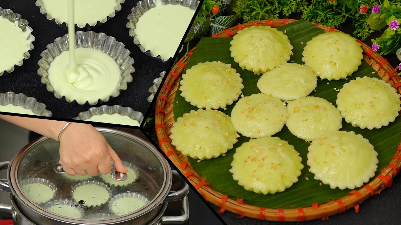 Bánh Bò Lá Dứa Mềm Xốp Rễ Tre Đẹp | Cách Làm Bánh Bò Hấp Thơm Ngon Đúng Vị Quê | Bếp Nhà Giang