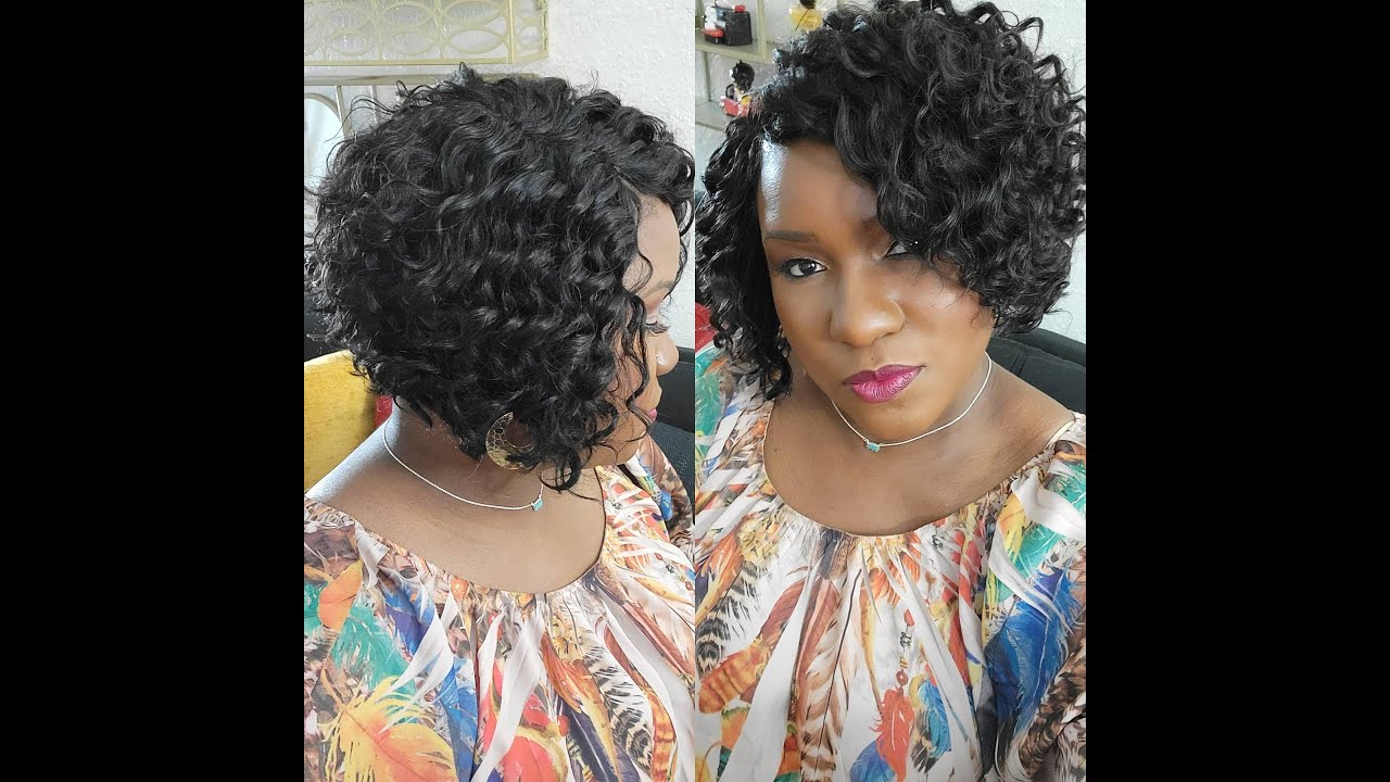 Invisible Part Quick Weave Bob using Sensationnel Empire deep wave hair 14 and 12 inches