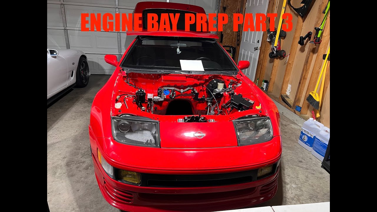 Project Z32 Nissan 300ZX Engine Bay Prep Part 3 Built By Miller AC lines and main wire harness