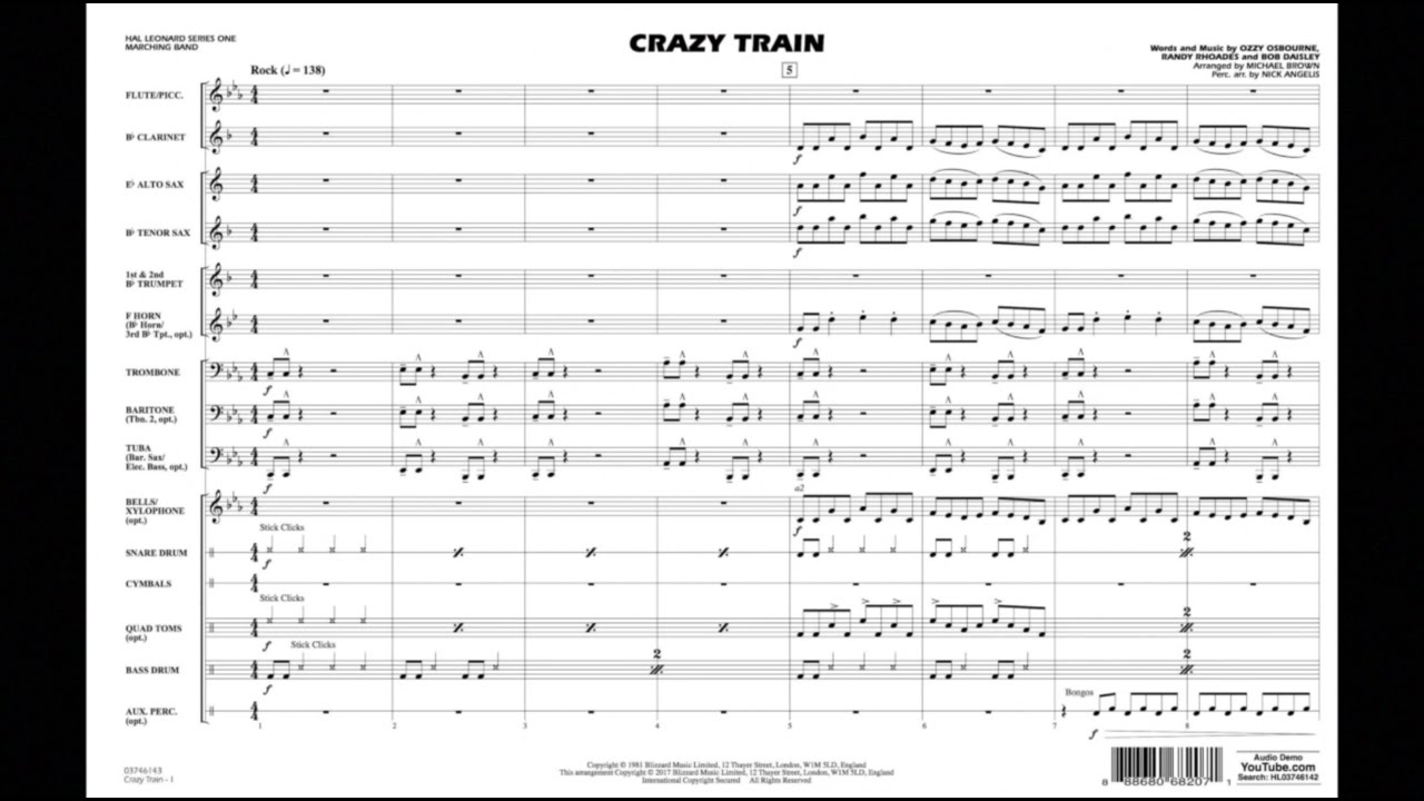 Crazy Train arranged by Michael Brown