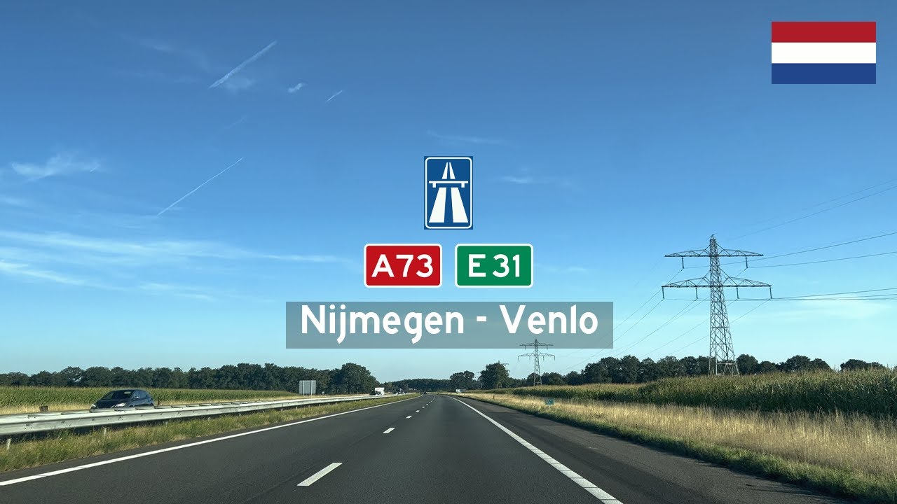 Driving in the Netherlands: Rijksweg A73 E31 from Nijmegen to Venlo