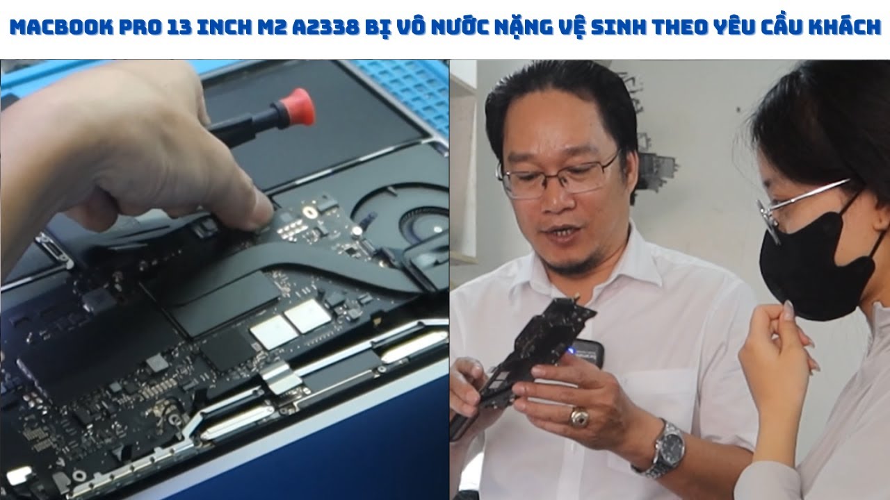 Vệ sinh Macbook Pro 13 inch A2338 M2 bị vô nước nặng ảnh hưởng đến màn hình cho Chị Hằng lấy liền.