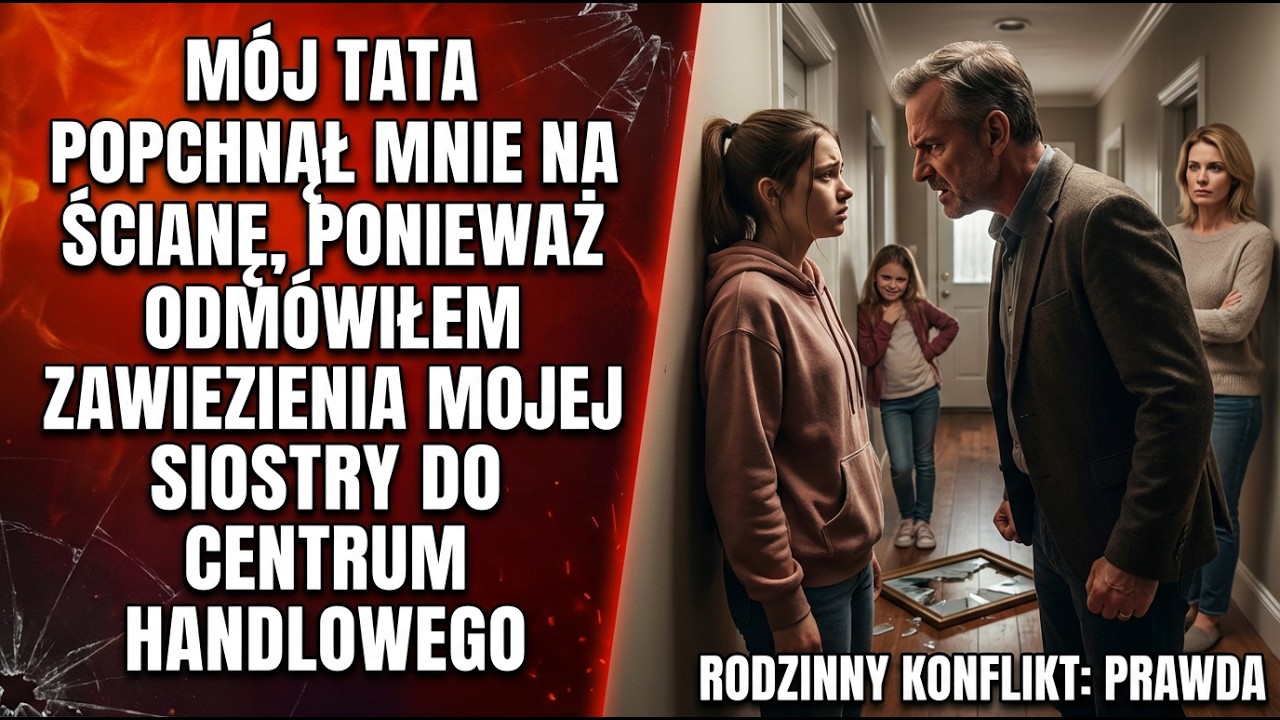 Mój tata popchnął mnie na ścianę, ponieważ odmówiłem zawiezienia mojej siostry do centrum handlowego
