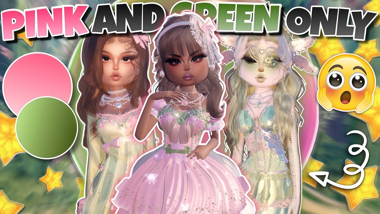 ONLY Using  *PINK AND GREEN* In Dress To Impress!! WICKED EDITION (Roblox)