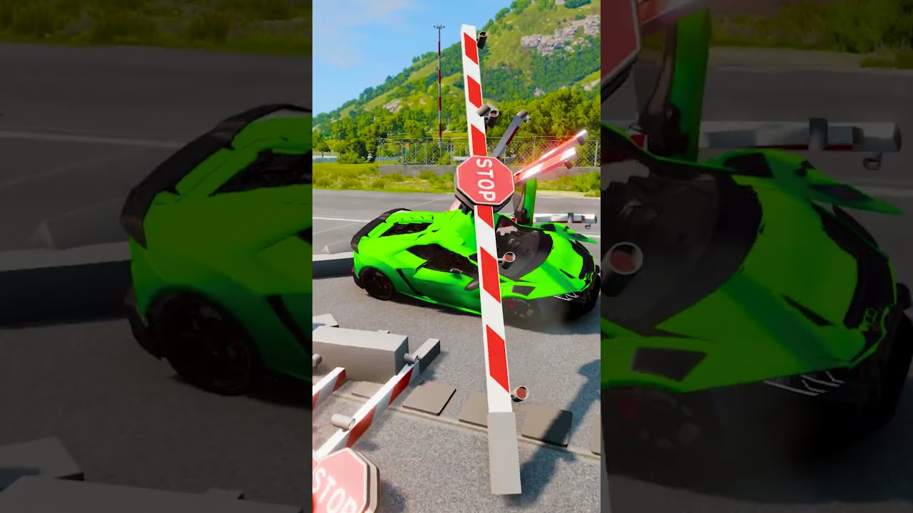 Cars vs 50 Road Barriers 🚗 #shorts