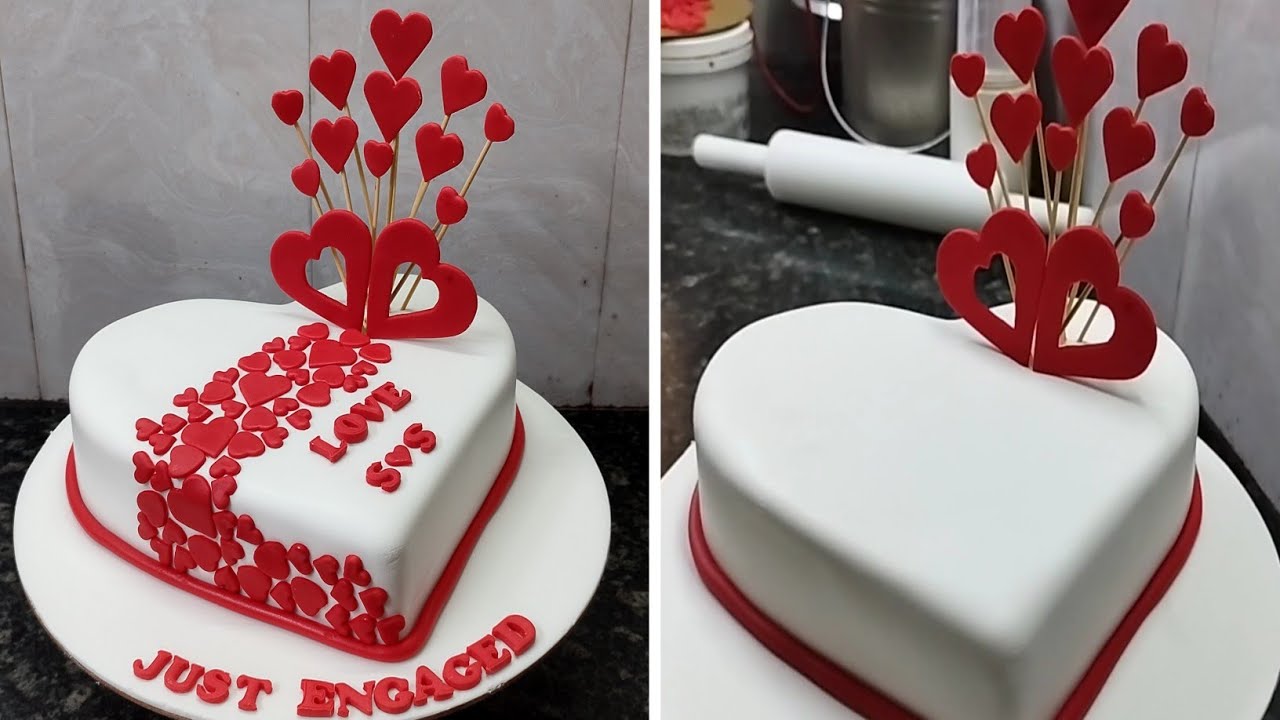 Red Velvet Heart Shape Fondant Cake Recipe |Fondant Anniversary Cake Design |Anniversary Cake Ideas
