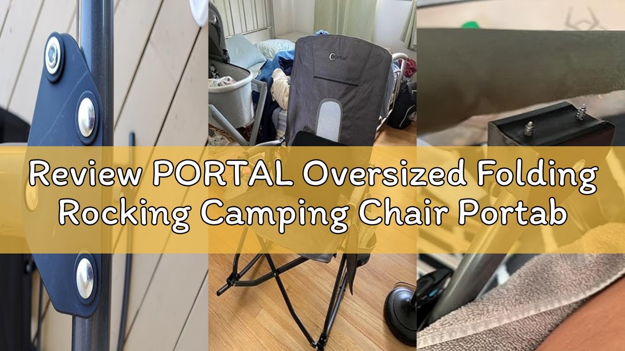 Review PORTAL Oversized Folding Rocking Camping Chair Portable Outdoor Rocker with High Back Hard Ar