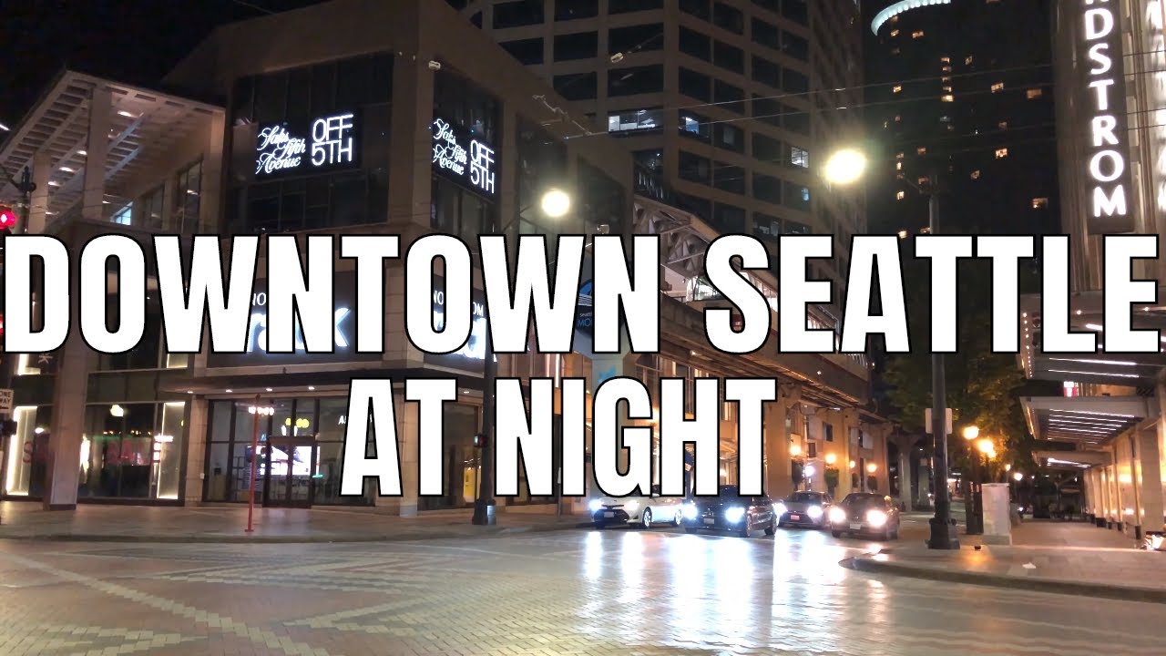 Downtown Seattle, Washington at Night 2019  | 4k | Virtual Walking Tour | Washington State | City