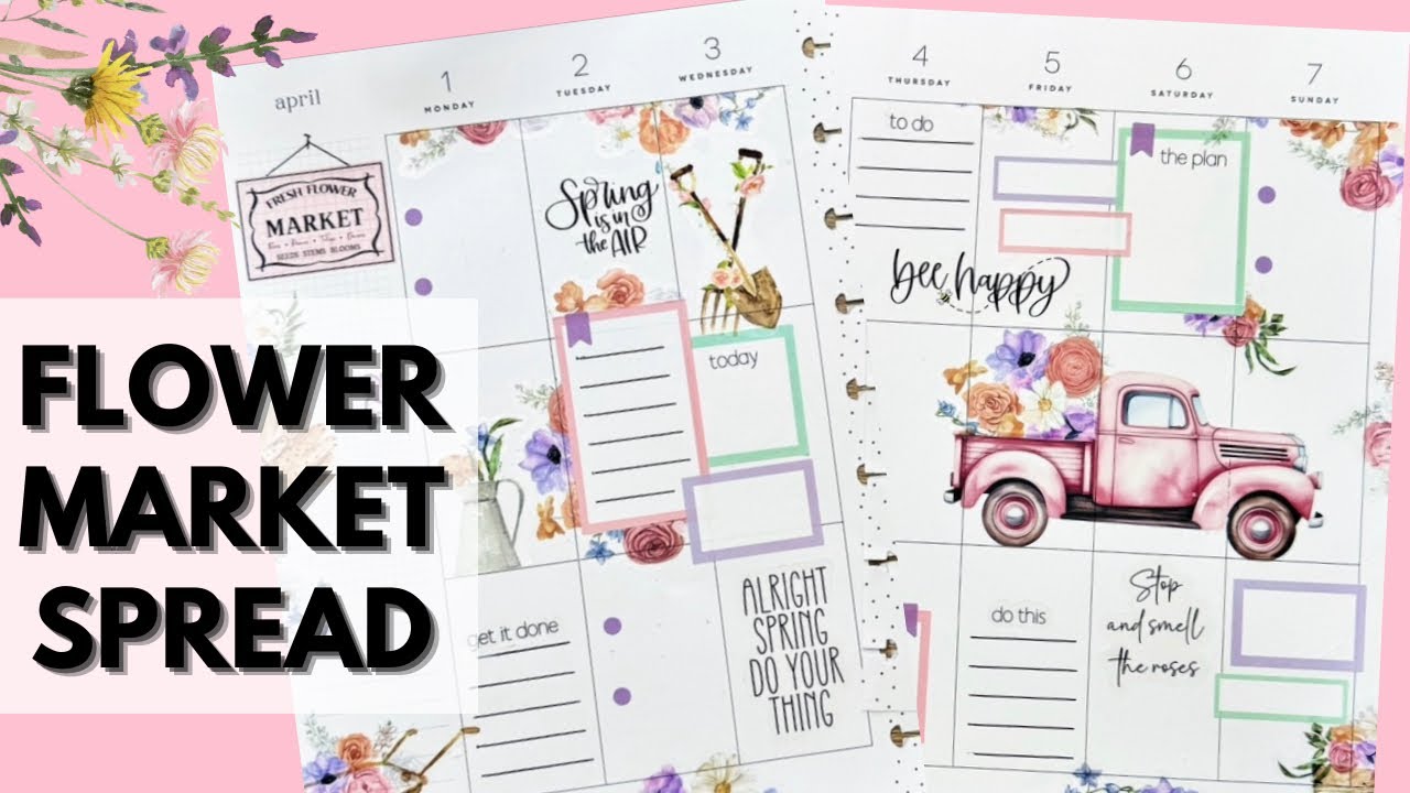 PLAN WITH ME | FLOWER MARKET SPREAD | THE HAPPY PLANNER