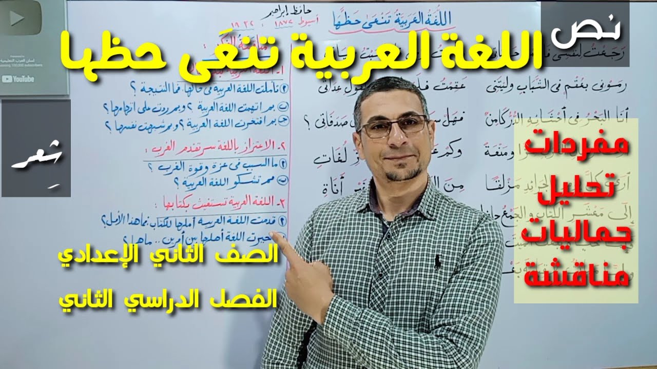 نص ( اللغة العربية تنعى حظها ) مفردات ، تحليل ، جماليات ـ أنا البحر في أحشائه الدر كامن ـ 2ع ترم2