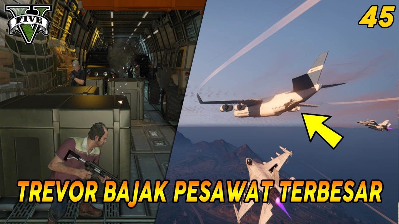 DIKEJAR & DITEMBAK 2 JET MILITER | MISI GTA 5 (45) MINOR TURBULENCE 100% COMPLETION GOLD MEDAL