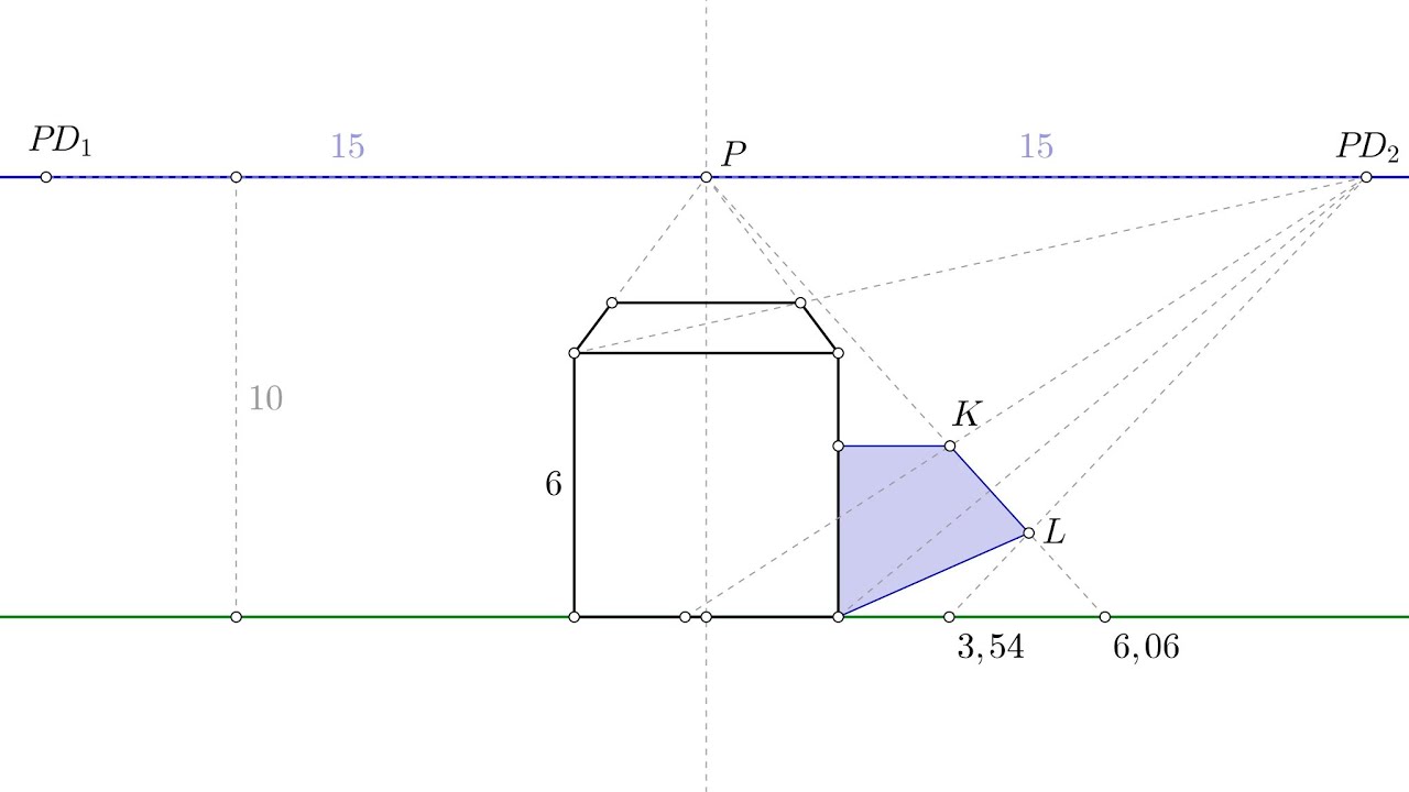 Sombras en perspectiva cónica frontal