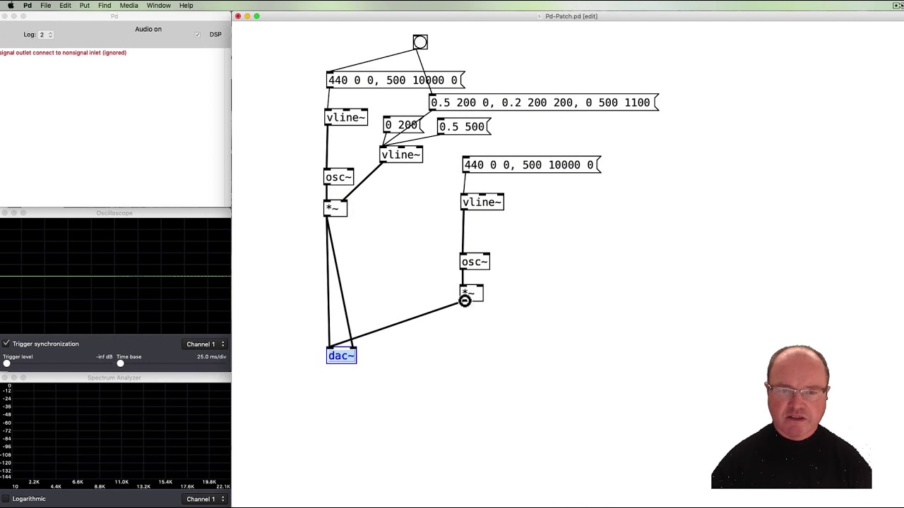 4. Envelopes using line and vline~ in Pure Data