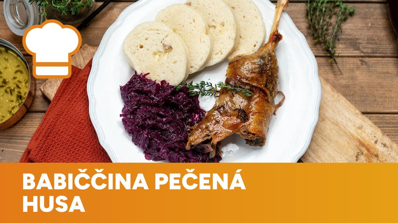 Babiččina pečen&aacute; husa: &Scaron;ťavnat&aacute; peč&iacute;nka serv&iacute;rovan&aacute; tradičně s knedl&iacute;kem a se zel&iacute;m
