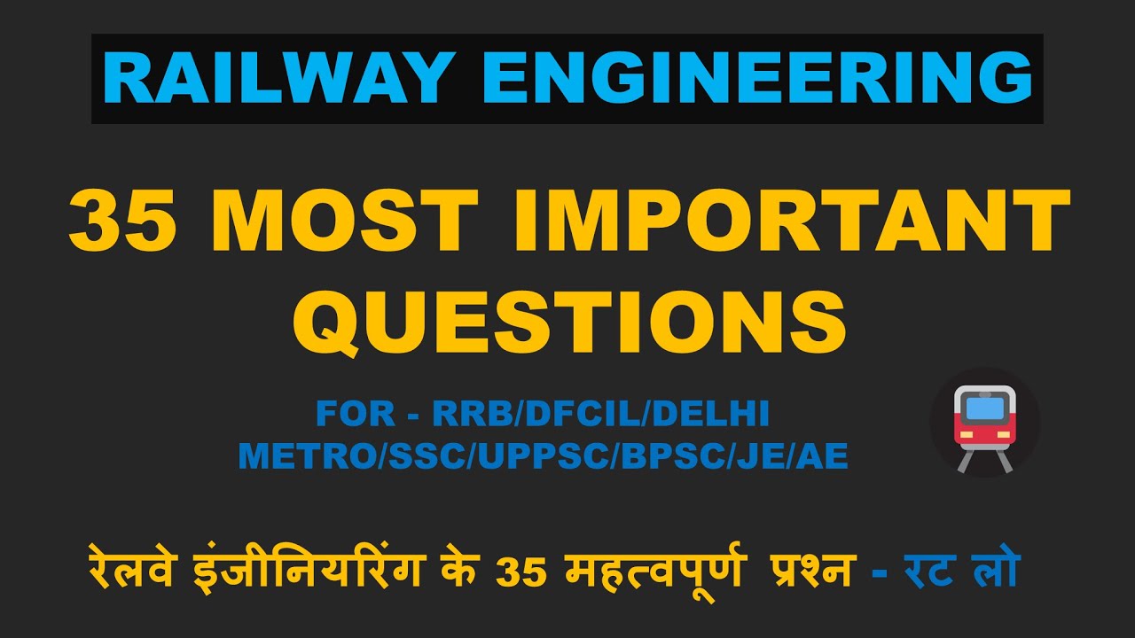 RAILWAY ENGINEERING IMP MCQ QUESTIONS|RAILWAY ENGINEERING OBJECTIVE QUESTION