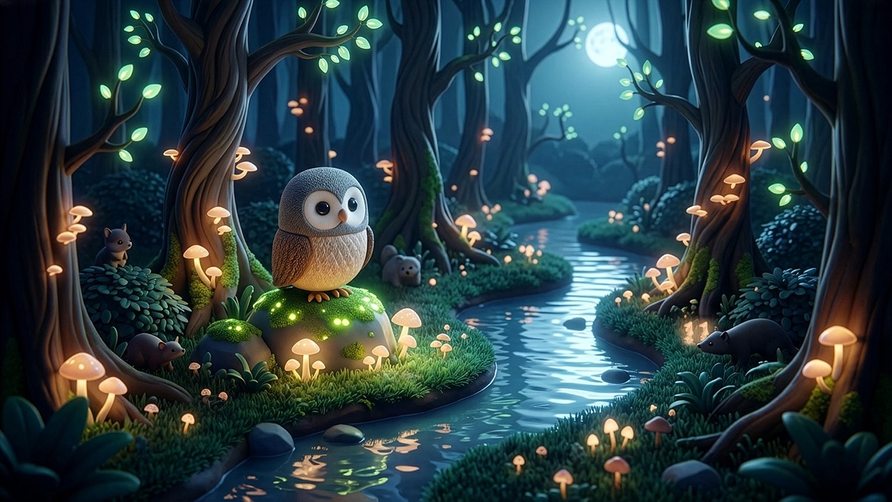 Moonlit Creek, the Owl’s Quiet Watch | Gentle Music for Rest