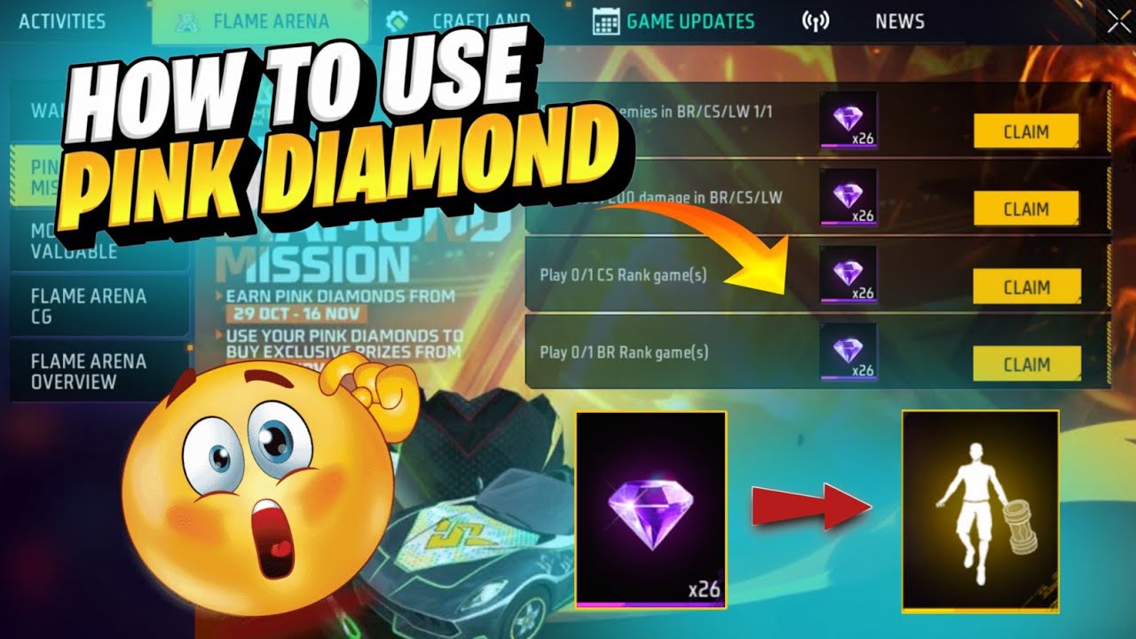 How To Use Pink Diamond In Free Fire | Pink Diamond Exchange Event