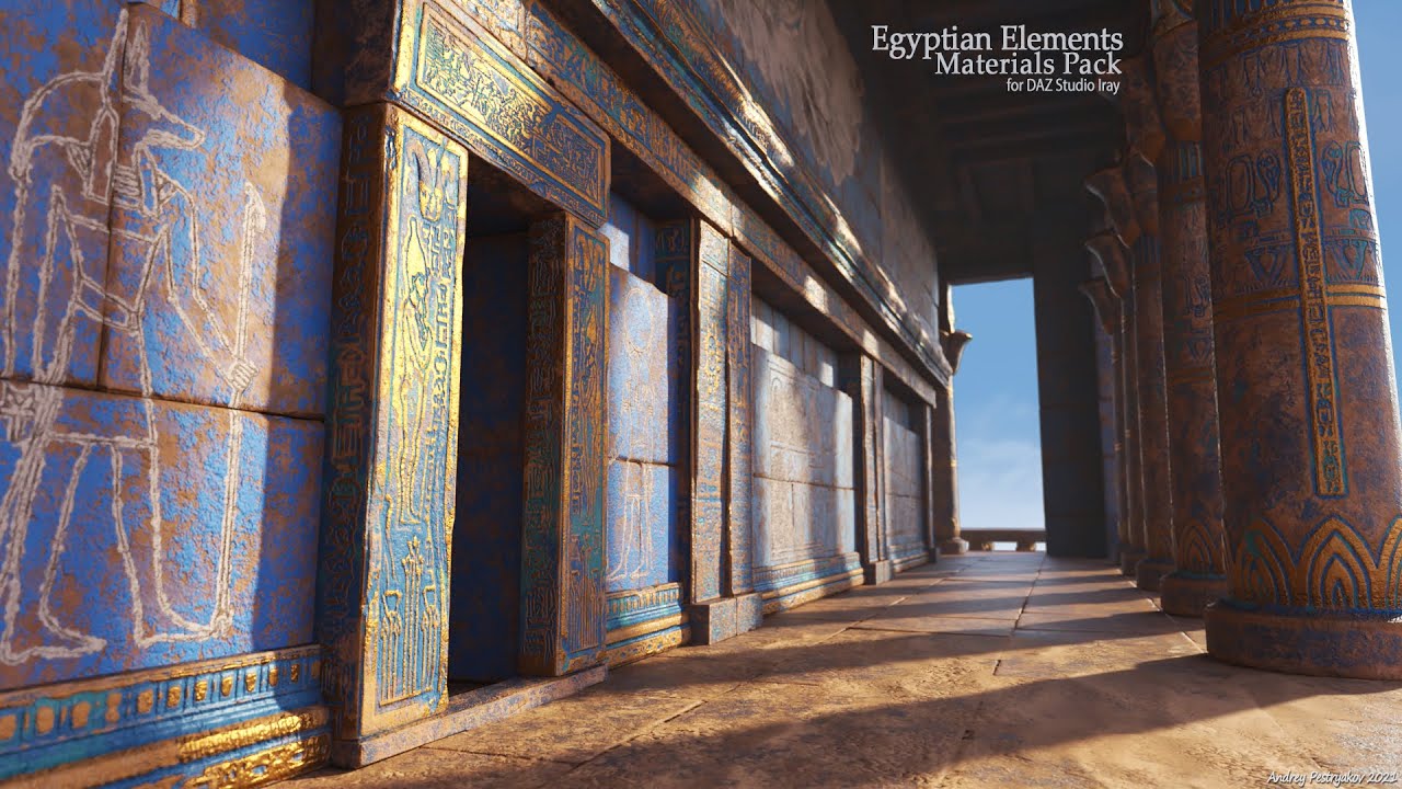 Egyptian Elements Materials Pack for DAZ Studio 4.15 Iray or newer