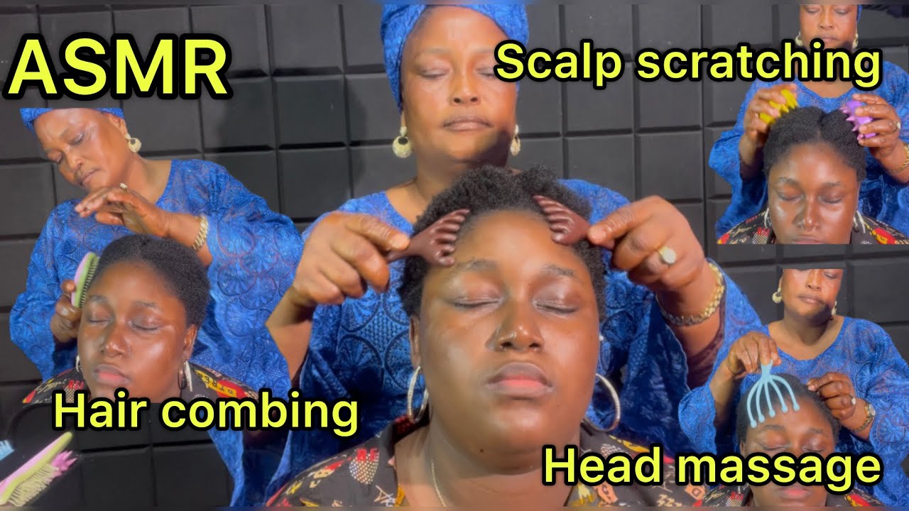 ASMR: 💫scalp scratching & Head massage 💆‍♀️ hair combing my daughter hair 