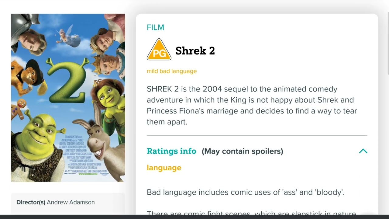 Shrek 2 Gets Reclassified From U To PG By The BBFC!