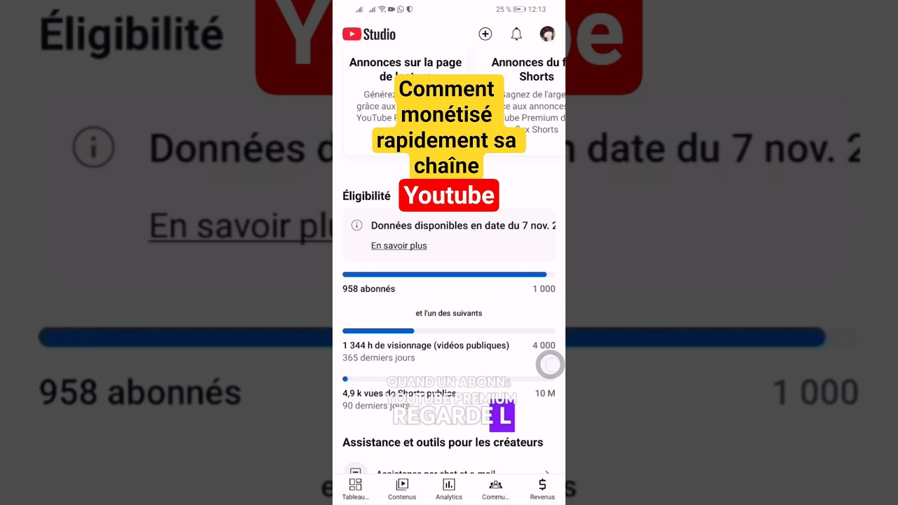 VOICI COMMENT J'AI MON&Eacute;TIS&Eacute; MA CHA&Icirc;NE YOUTUBE/MON&Eacute;TISATION