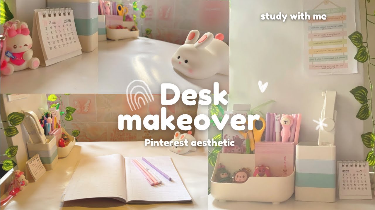 ₊˚♡Study With Me | ✧･ﾟAesthetic Desk Makeover (Budget Friendly) ♡₊˚| Cozy Daily Vlog (⁎˃ᴗ˂⁎)