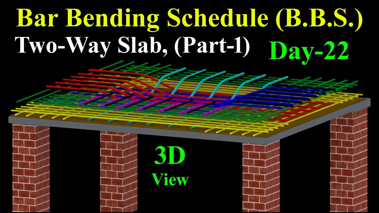 #22| BBS of Two-Way Slab, Part-1| 3D View of Main Bars, Top Distribution Bars & Top Extra Bars|