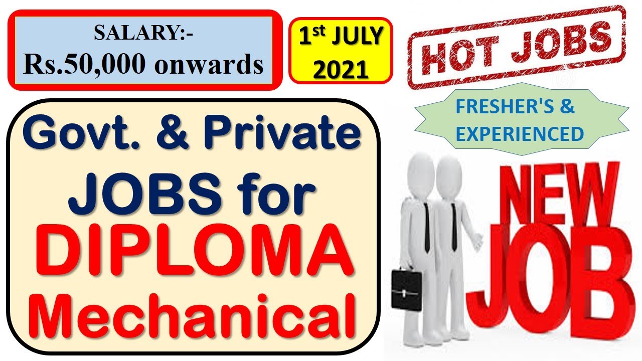 Diploma Mechanical jobs | 1.7.2021 | Govt jobs for mechanical diploma engineer | fresher jobs | DME
