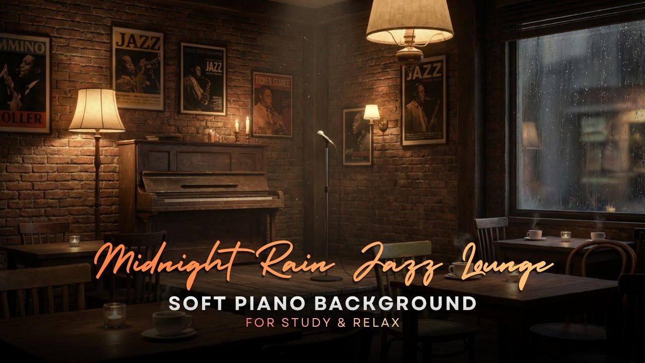 Midnight Rain Jazz Lounge 🌙 Soft Piano Background for Study & Relax