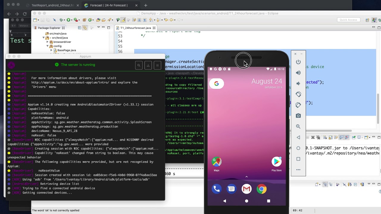 Weather@SG app - Automation with mobile and Rest API  using Appium and Rest Assured