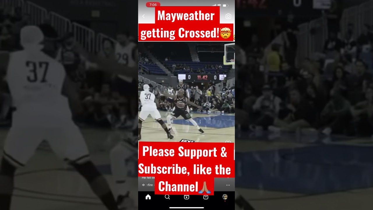 Mayweather getting crossed and falling!!!! Basketball game. Bone collector vs Mayweather