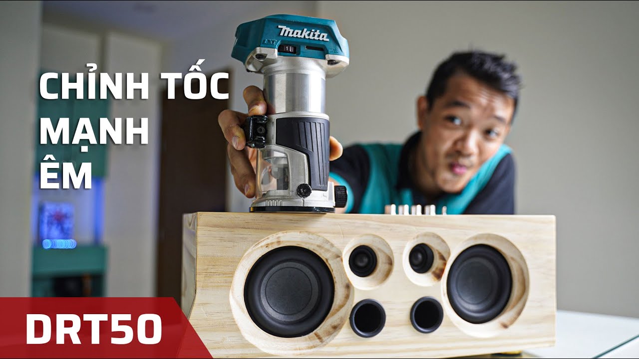 Máy Phay Dùng Pin 18V Makita DRT50 - Xịn, Mạnh, Ko Chổi Than Xài Quá Đã