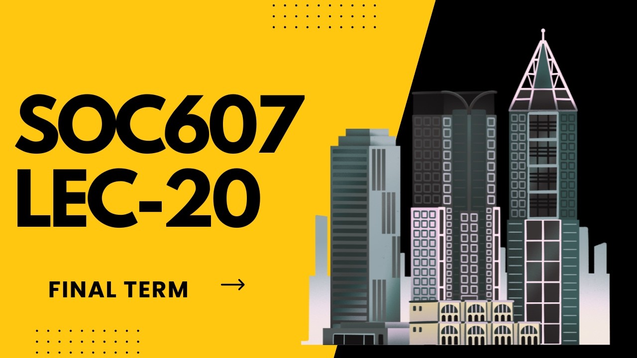 SOC607 lec 20 Final term | Social Innovation, Urban Culture & Economic Development #soc607