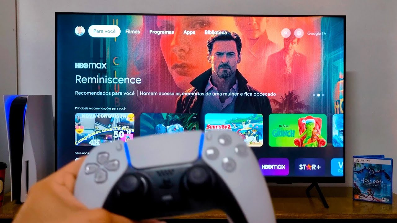 Tv Philips 7408 TESTE Netflix, No PS5 Horizon Forbidden West, teste HBO MAX, Disney 4K prime review