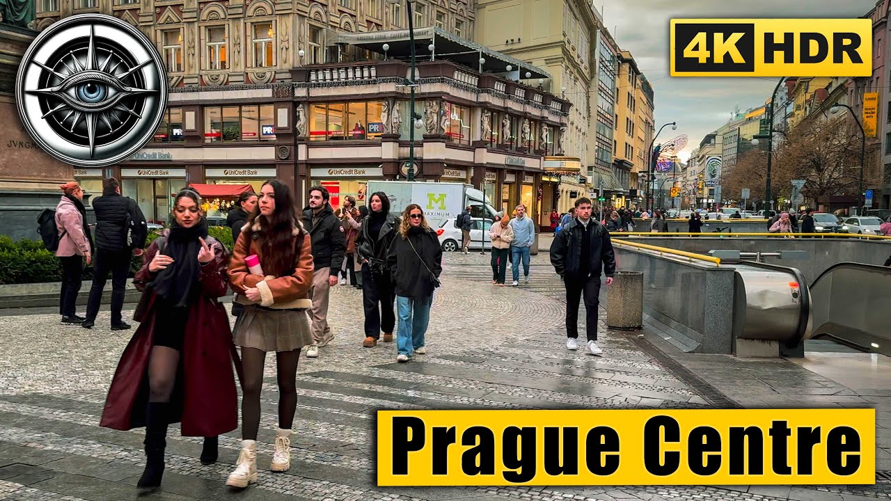 Prague City Centre Walking Tour on Wednesday🇨🇿 Czech Republic 4k HDR ASMR