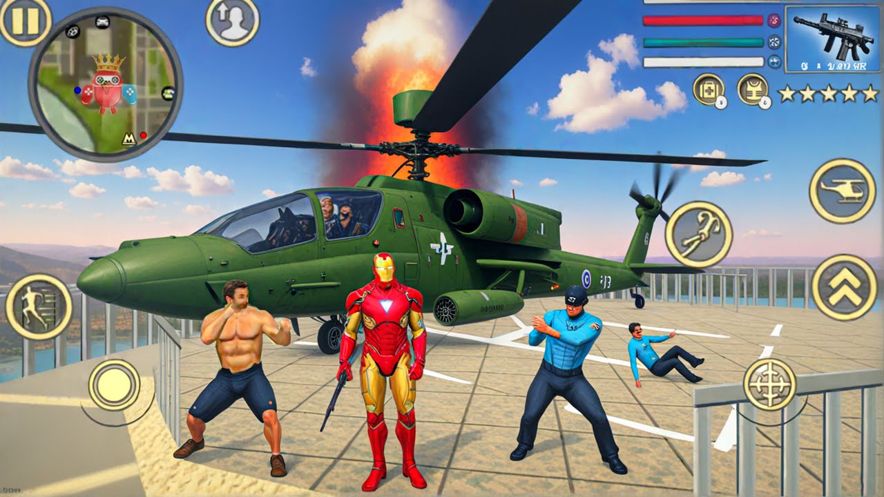 Iron Rope Hero Vice Town Helicopter and Tank - Android Gameplay