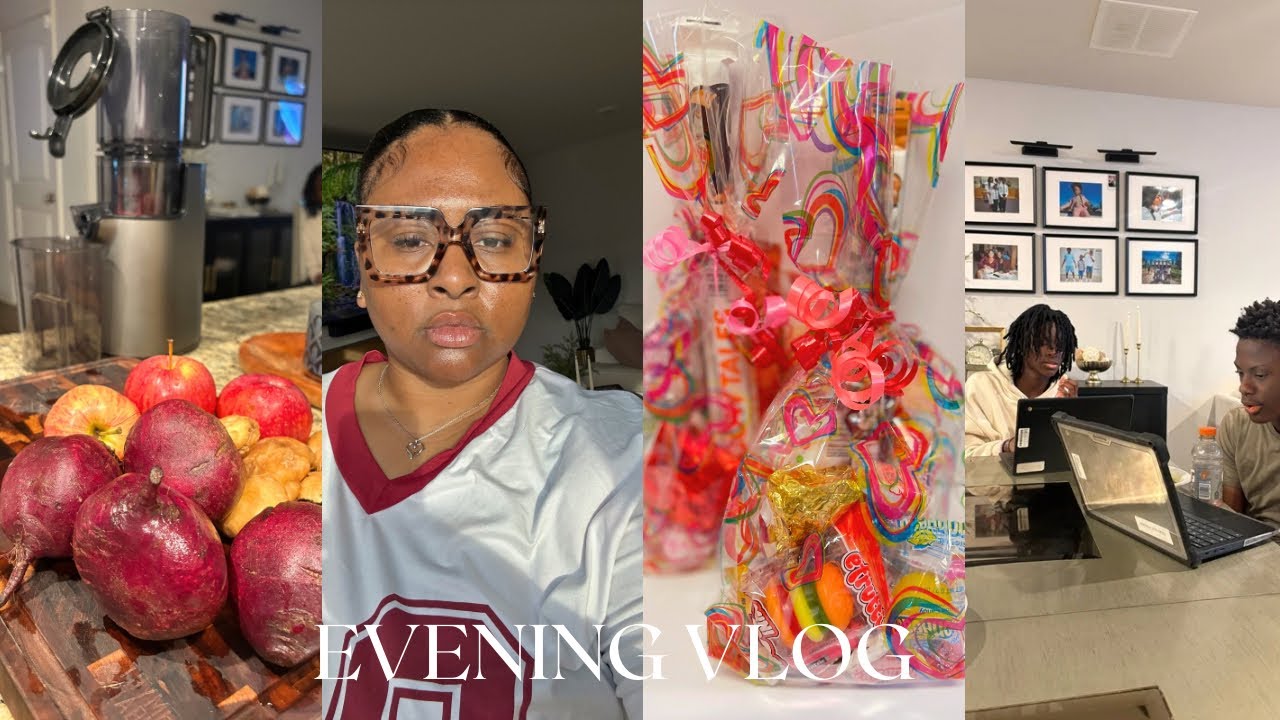 SPEND THE EVENING WITH ME|JIUCING TUMERIC SHOTS+BEETROOT|COOK DINNER AND MAKE VALENTINE GOODIE BAGS