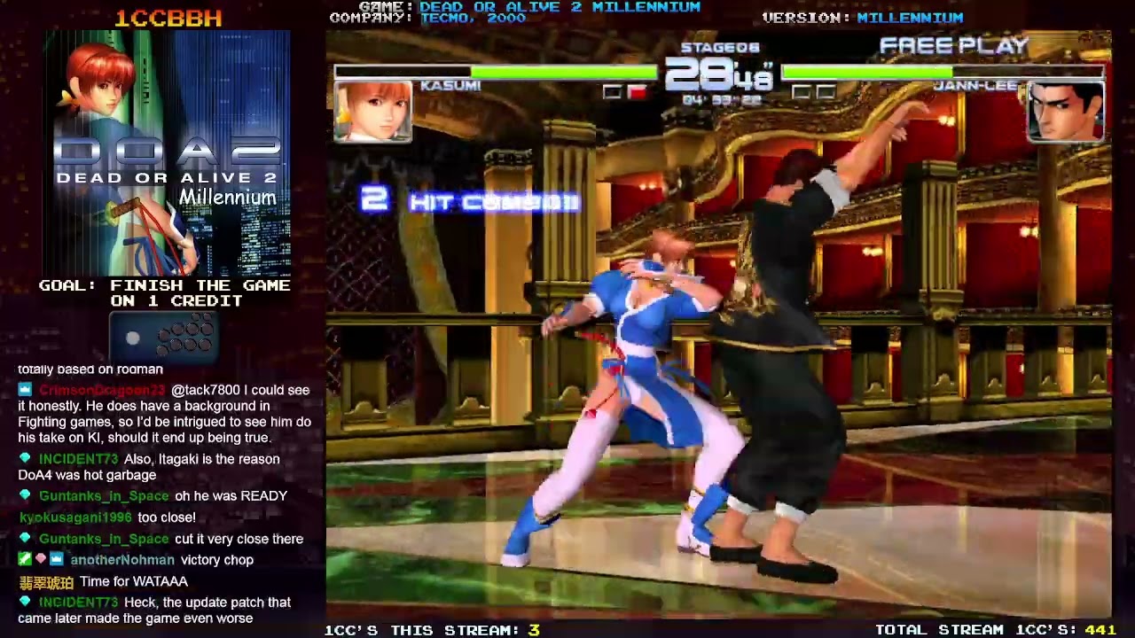 1CCBBH - 442. Dead or Alive 2 Millennium (Time Attack, Kasumi, 1 Credit Clear)