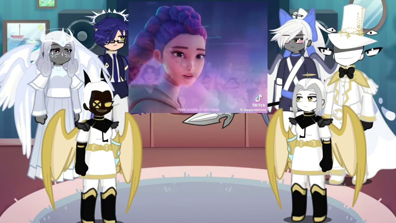Hazbin Hotel Angels react to rumi | K-pop demon hunters | Lucifer | Gacha life 2