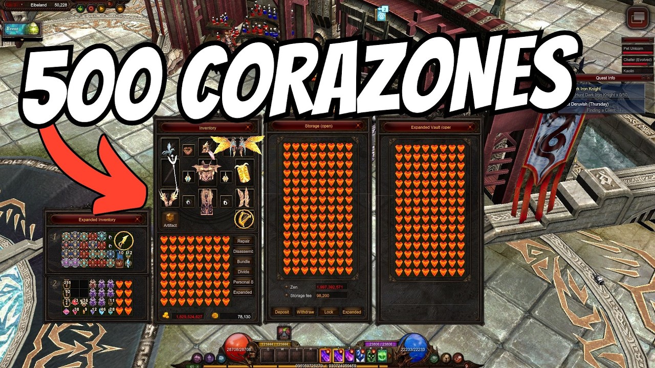 FARMEO Y ABRO 4 BAÚLES COMPLETOS DE CORAZONES - MU ONLINE (MTM)
