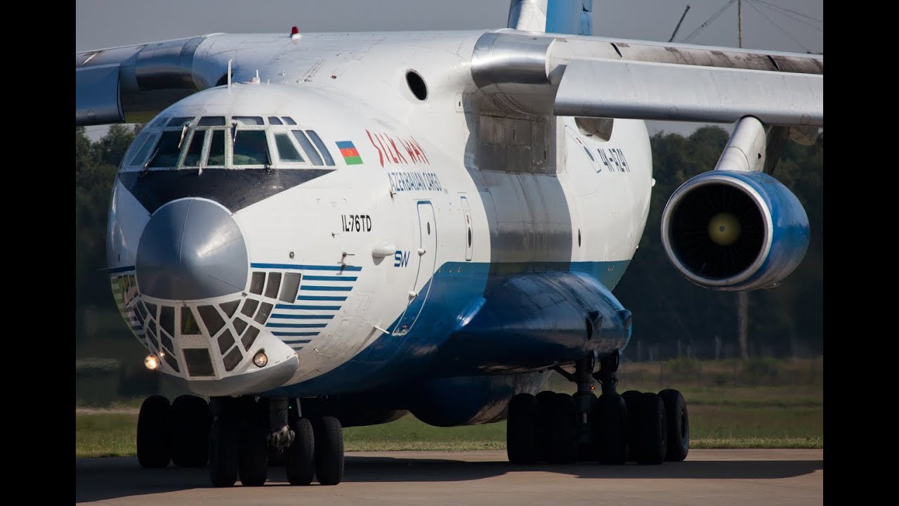 Silk Way Ilyushin IL-76 departing at Geilenkichen. Great sound (HQ/HD) 4K-AZ41