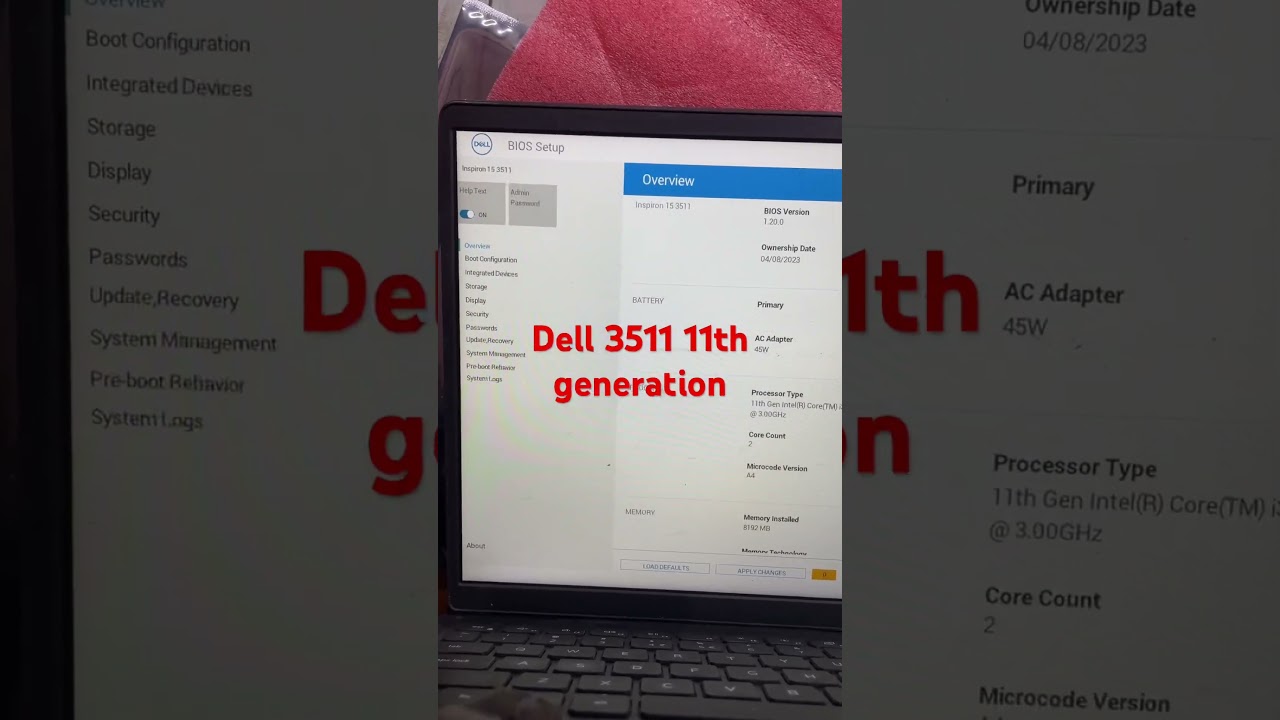 Dell 3511  11th generation new bios setup #delllaptoprepair #laptoprepairservice #dellrepair