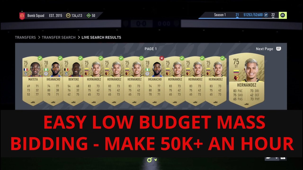 FIFA 22 TRADING TIPS - EASY LOW BUDGET MASS BIDDING - MAKE 50K+ AN HOUR  - FIFA 22 TRADING TIPS!
