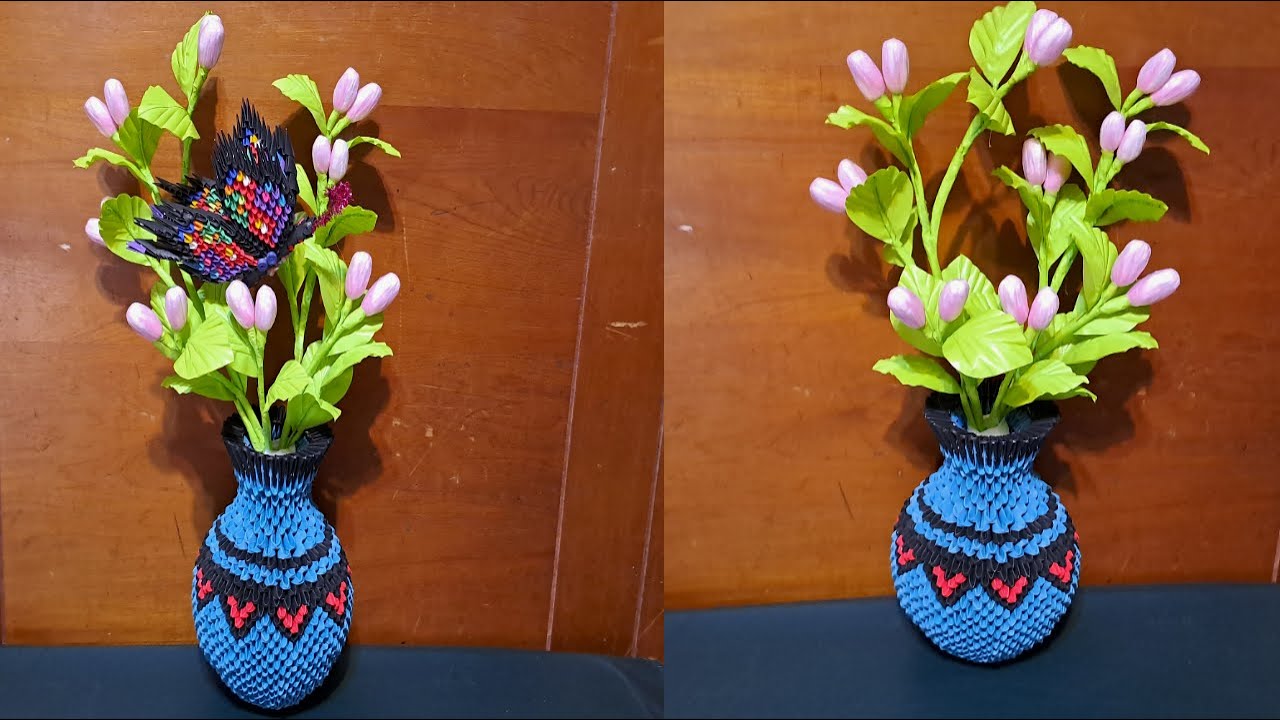 Tutorial Origami 3D Vas Bunga V22/3D Origami Flower Vase Tutorial V22