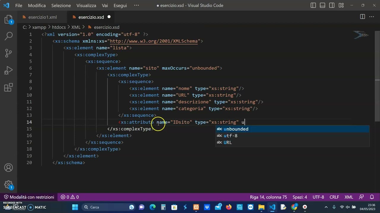 Creazione di un XML Schema
