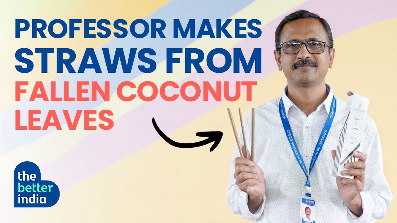 Professor Makes Straws From Coconut Leaves | Saji Varghese